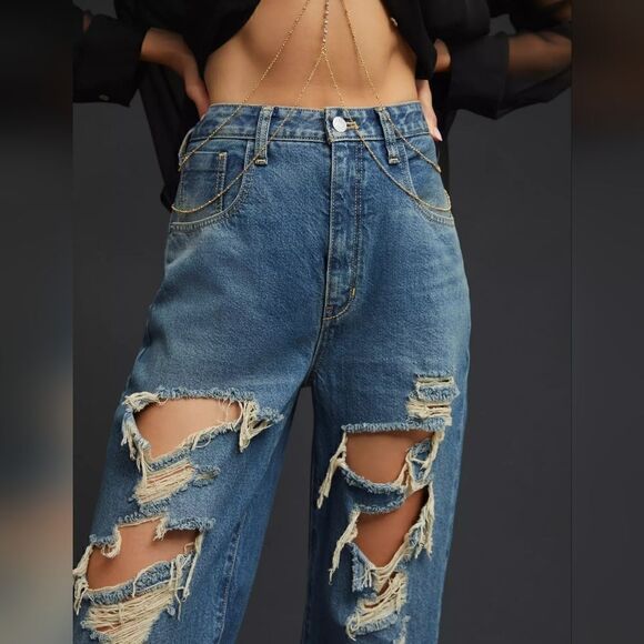 Anthropologie Pilcro The Joey High-Rise Distressed Straight Jeans Size 26 NWT - Picture 6 of 14